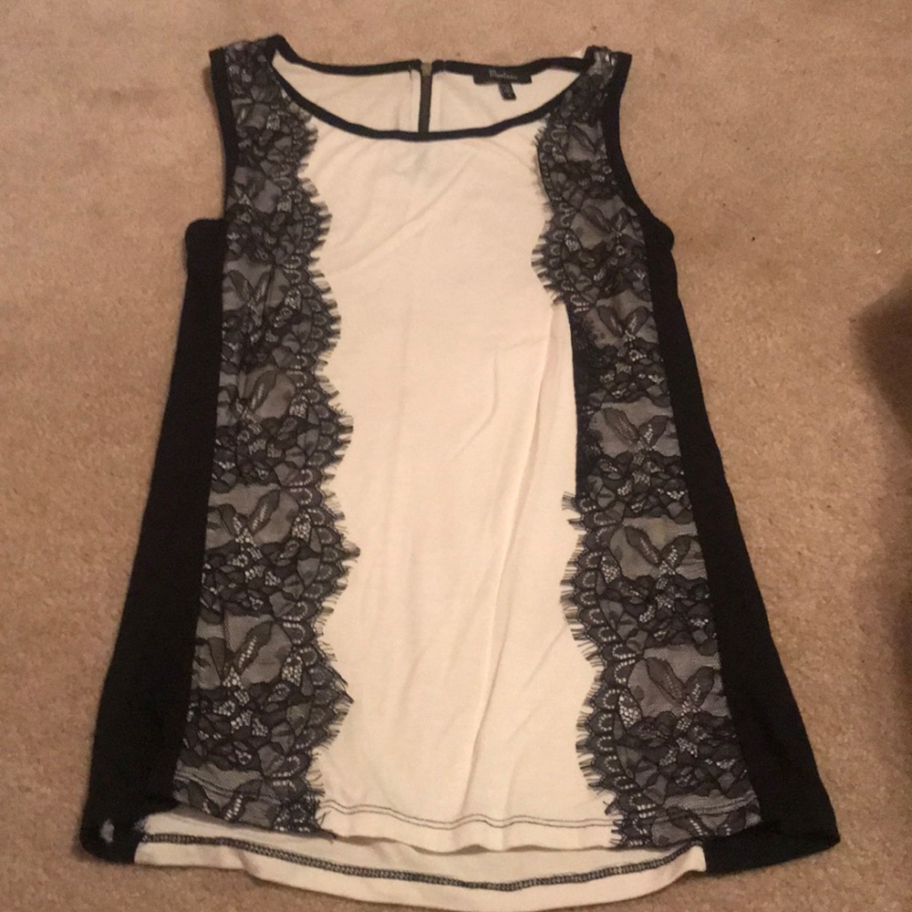 White and black lace tank